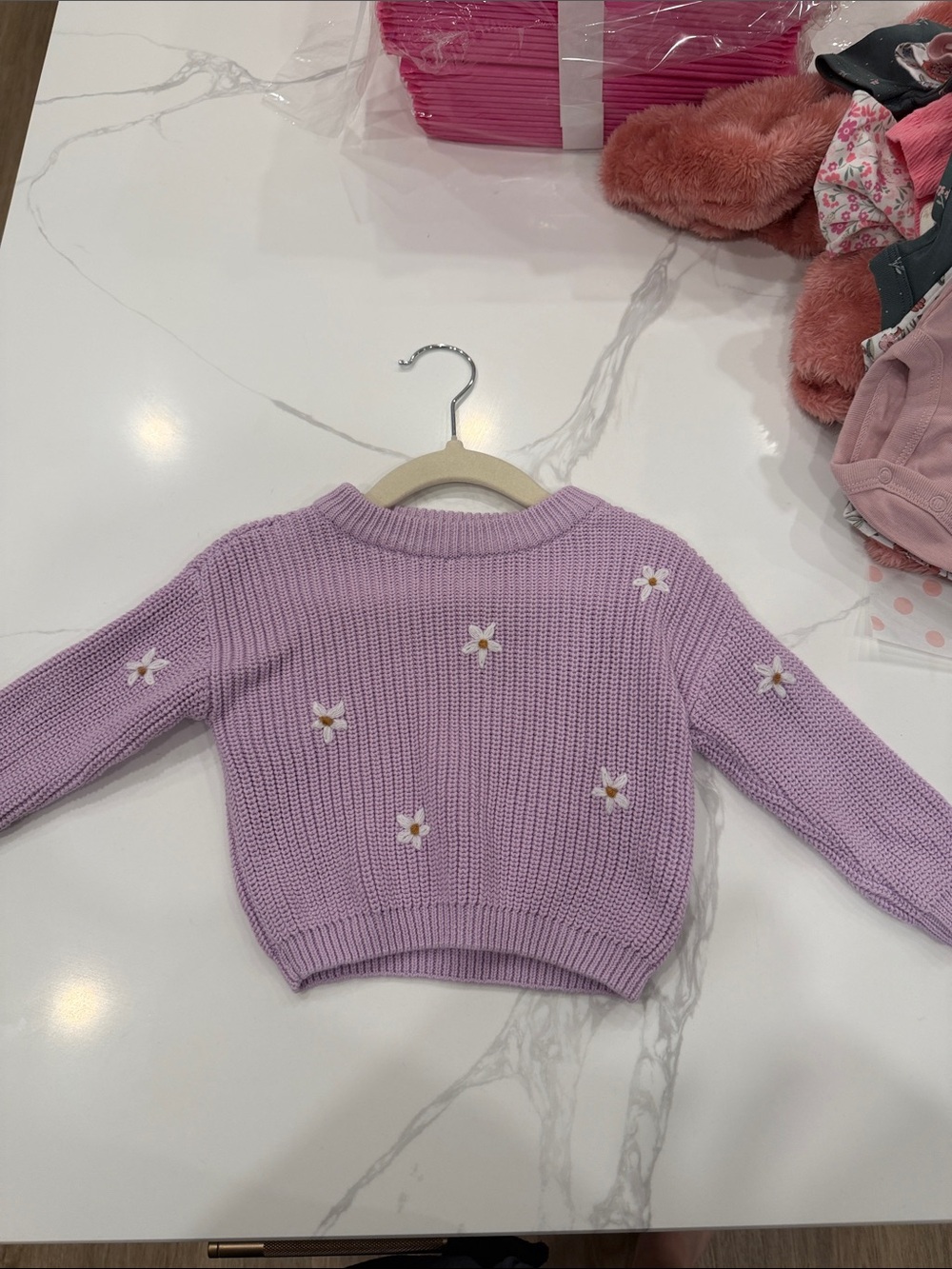 Kids Lavender Daisy Knit Sweater - Brand